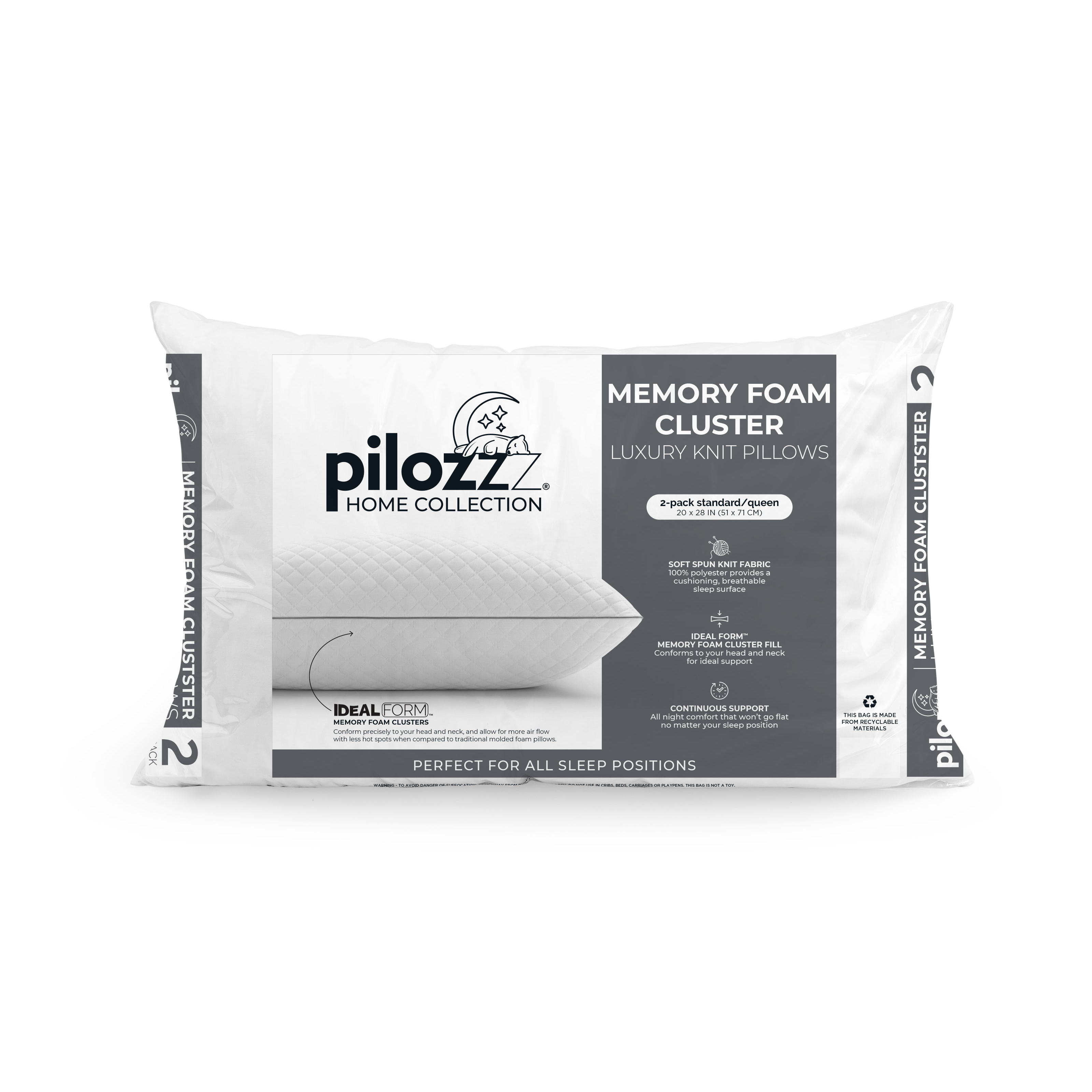 Memory Foam Cluster Knit Pillows | 2-Pack