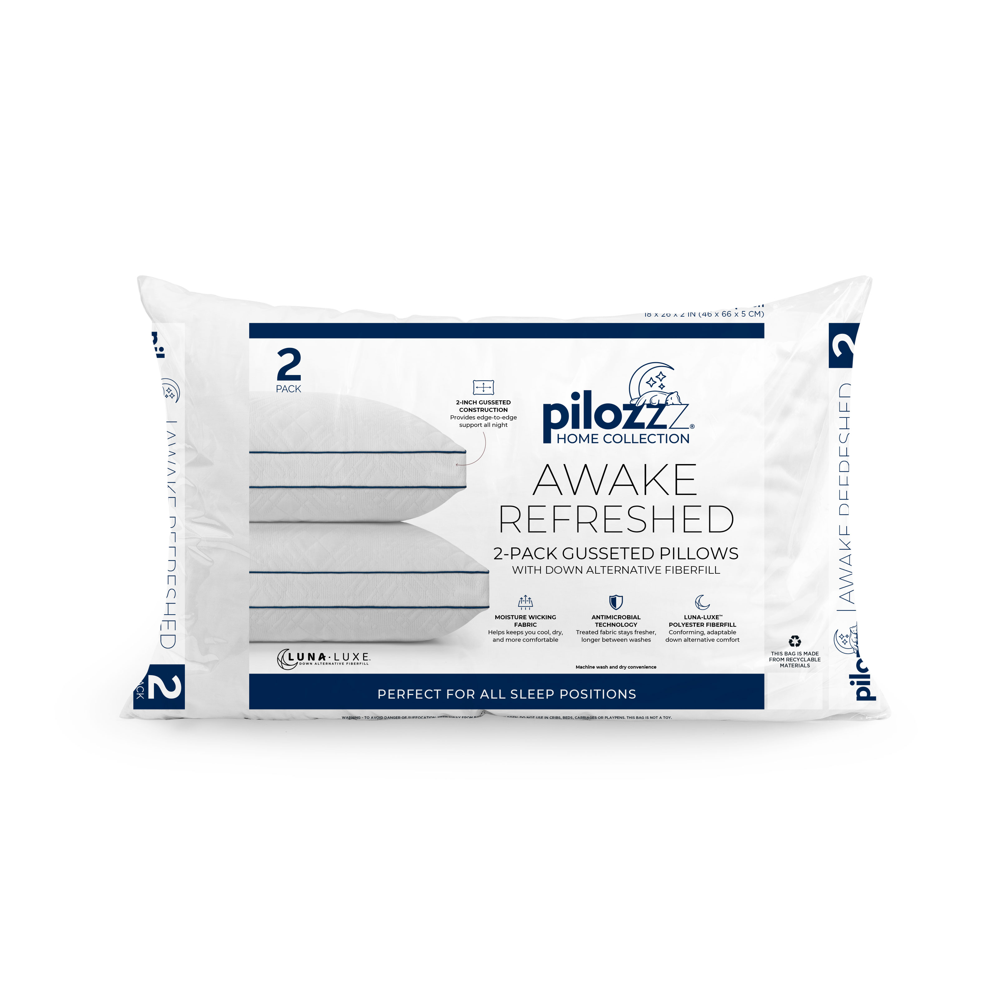 Awake Refreshed Down Alternative Pillows | 2-Pack