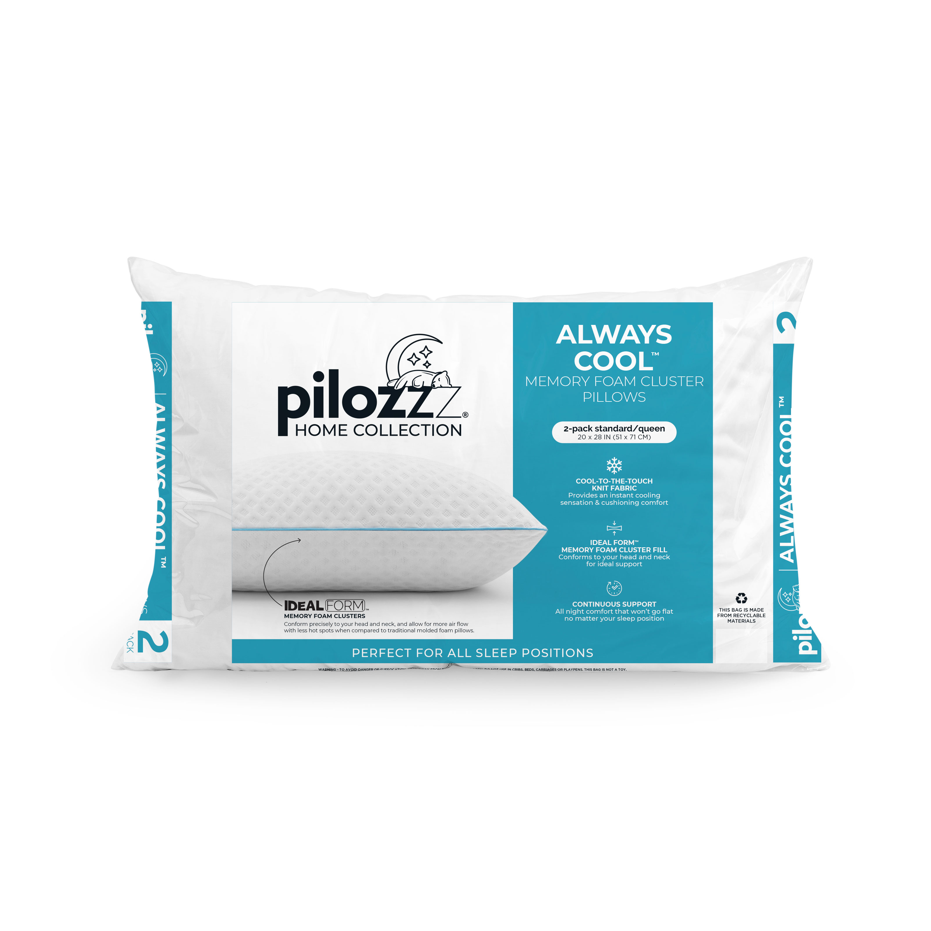 Always Cool™ Memory Foam Cluster Pillows | 2-Pack