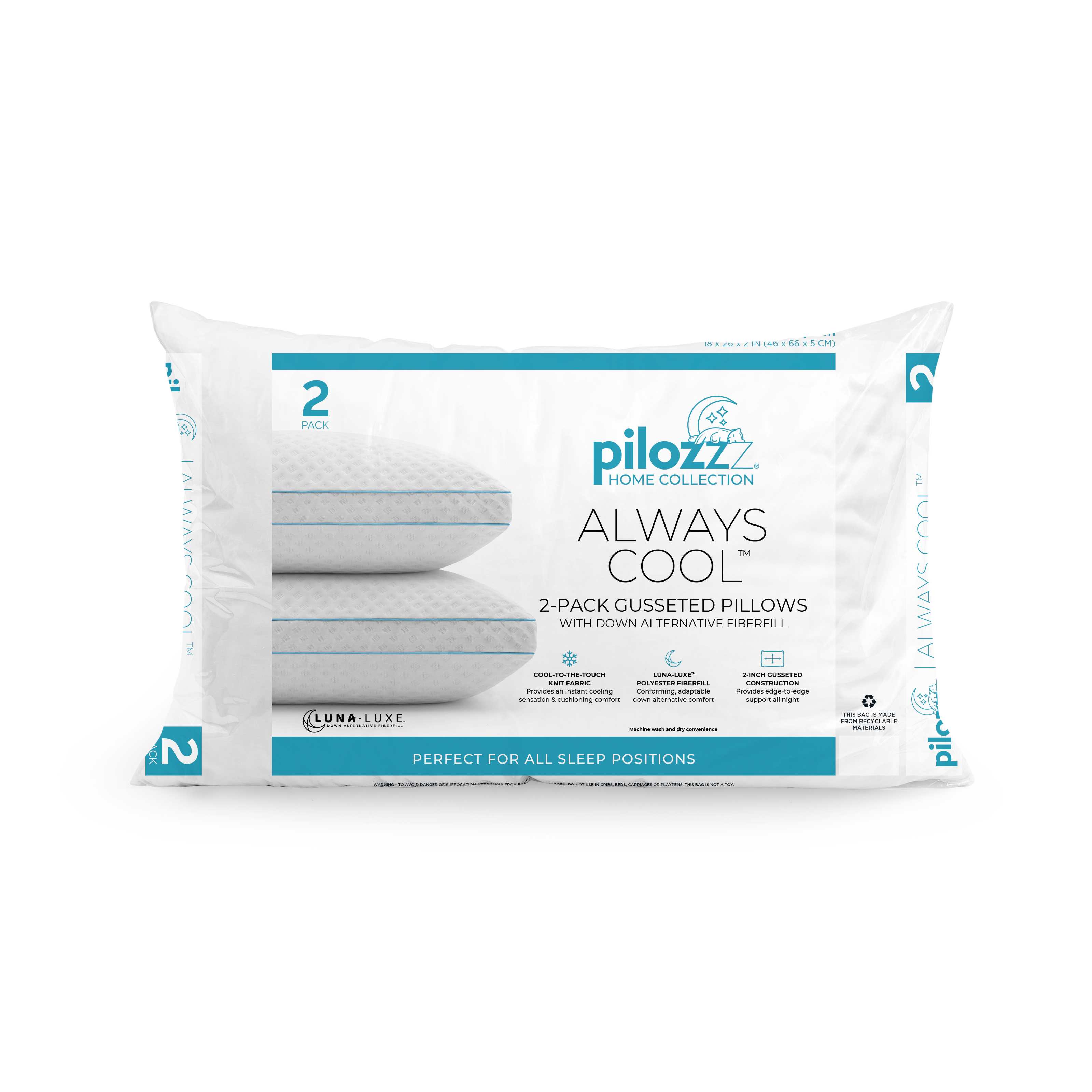Luxury Knit Cooling Down Alternative Pillows | 2-Pack