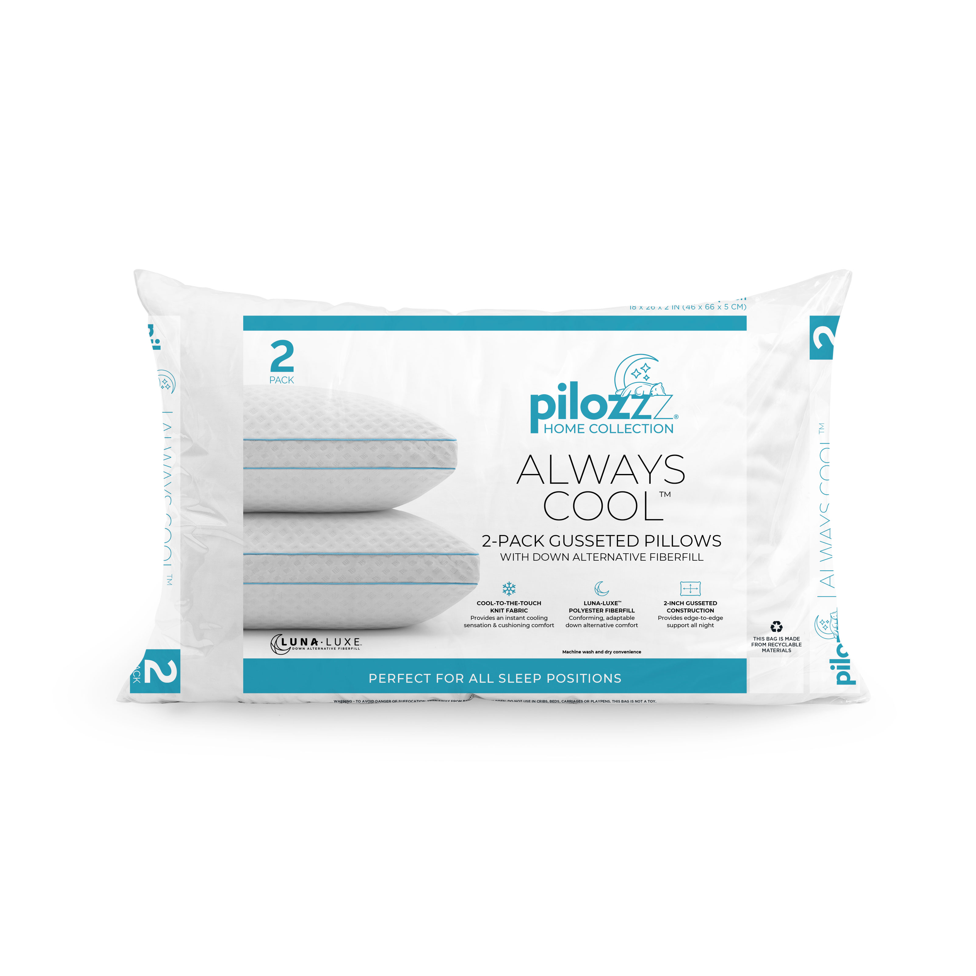 Always Cool™ Down Alternative Pillows | 2-Pack