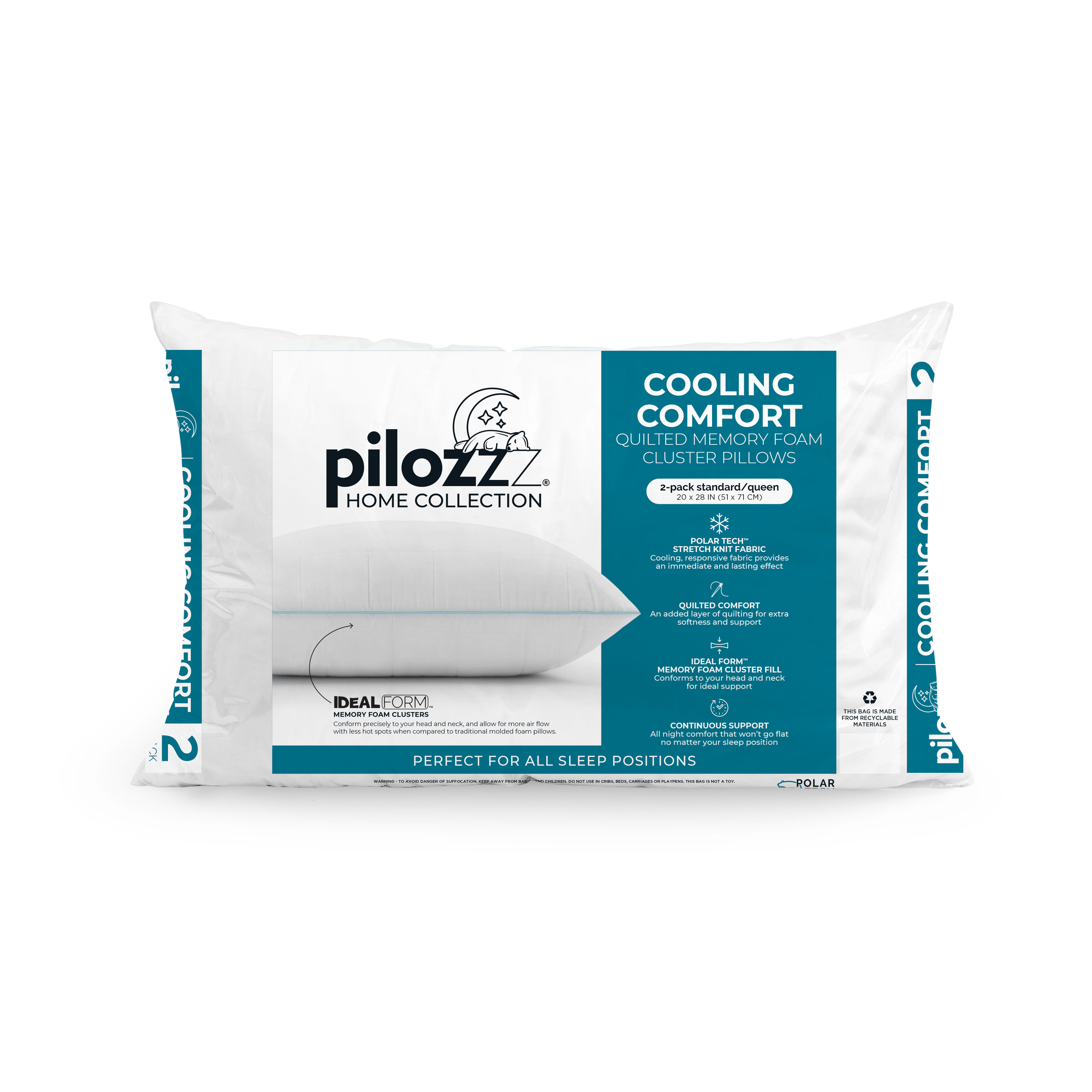 NEW Cooling Comfort Quilted Memory Foam Cluster Pillows